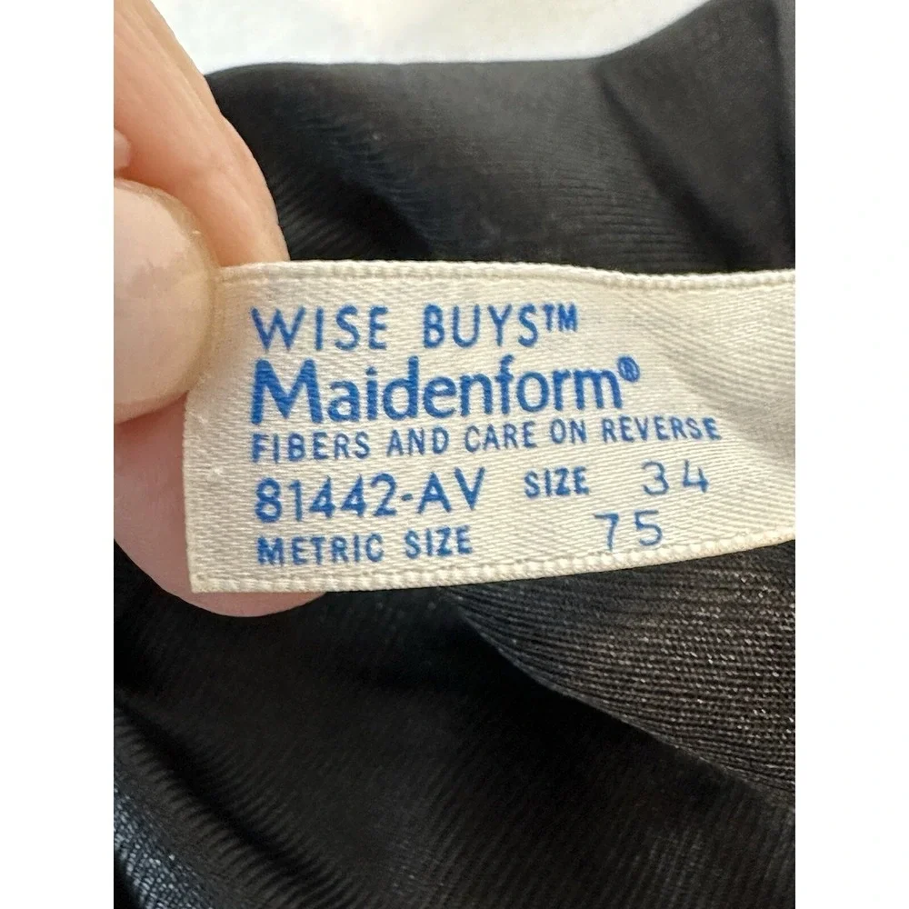 Vintage Maidenform Black Full Slip‎ Dress Lace Accents Size 34 Pin Up